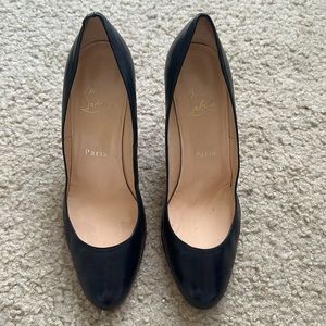 Christian Louboutin Black Leather Heels Pumps sz 7 or 37